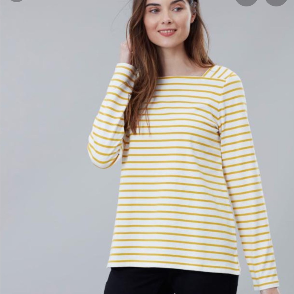 NWT Joules Mathilde Top Gold/White Size 2 US